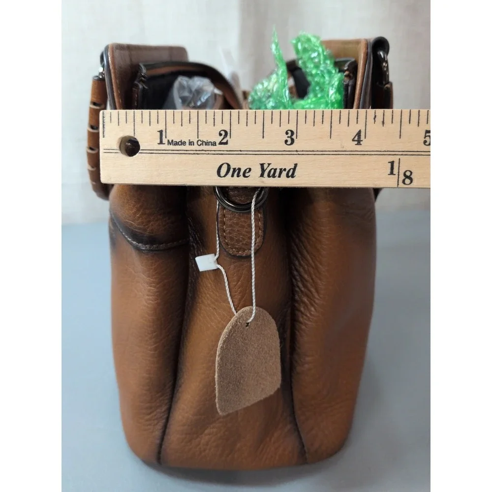Leather Purse With Medallion Design NEW With Crossbody Strap